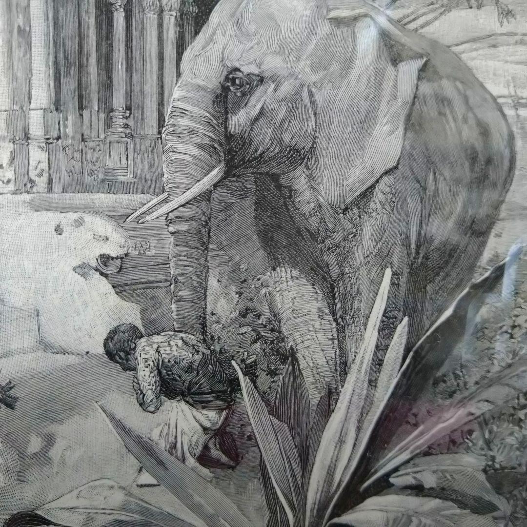 ＊アルフォンス・ミュシャ額装＊「白い象の伝説」初版挿絵リトグラフ③