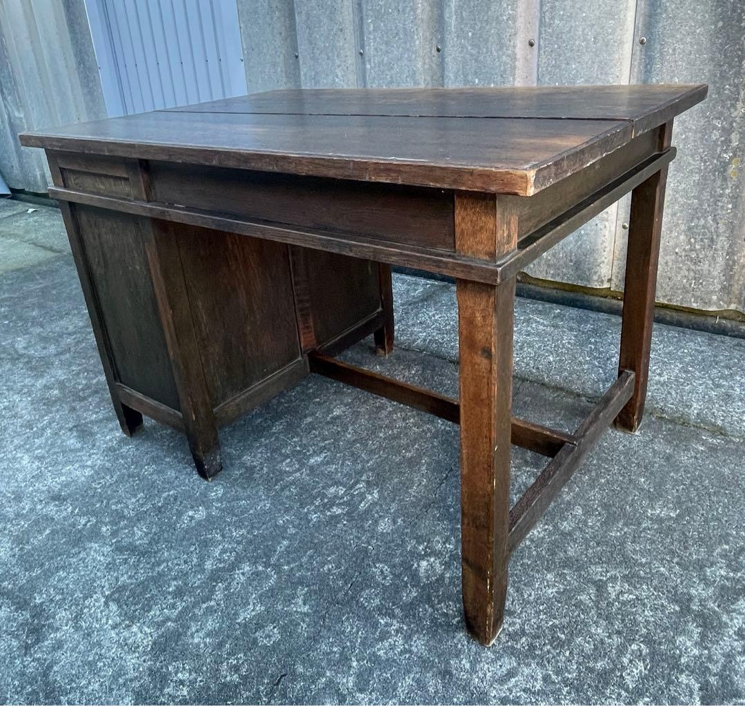 ビンテージ/古道具/無垢材/片袖机/書斎机/学習机/作業台/デスク/店舗什器/⑨