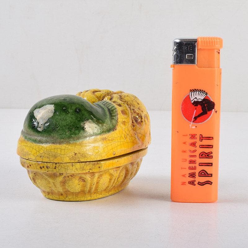 茶道具　永楽善五郎造　黄交趾　獅子形香合　共箱　M　R9339