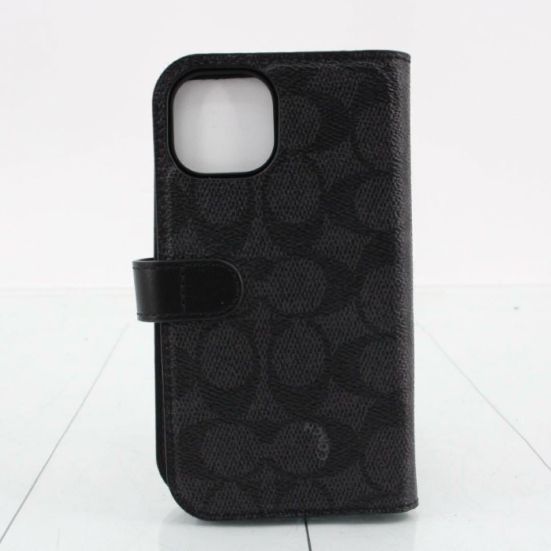 未使用　極美　COACH コーチ　iPhone15 手帳型ケース　ブラック