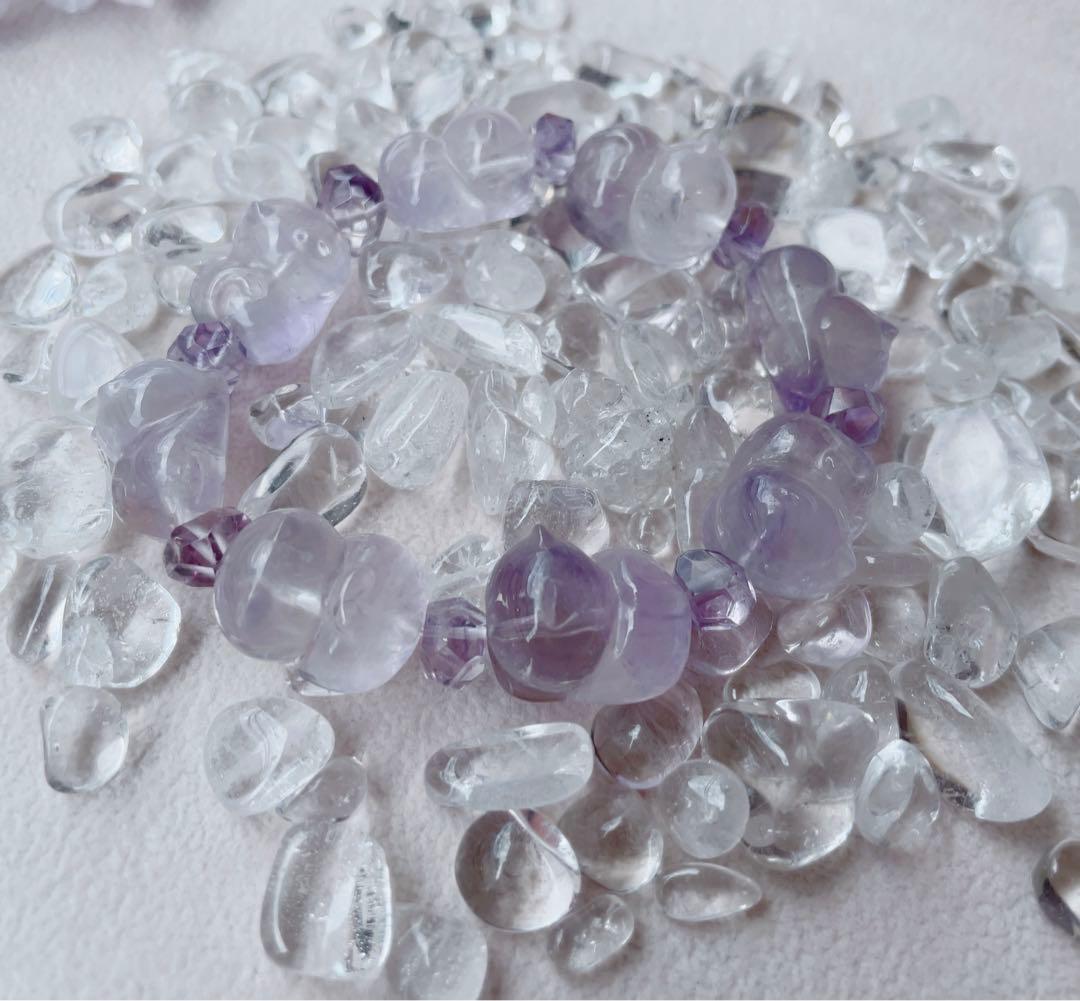 アメシスト　天然石　ブレスレット　ねこ　パーツ