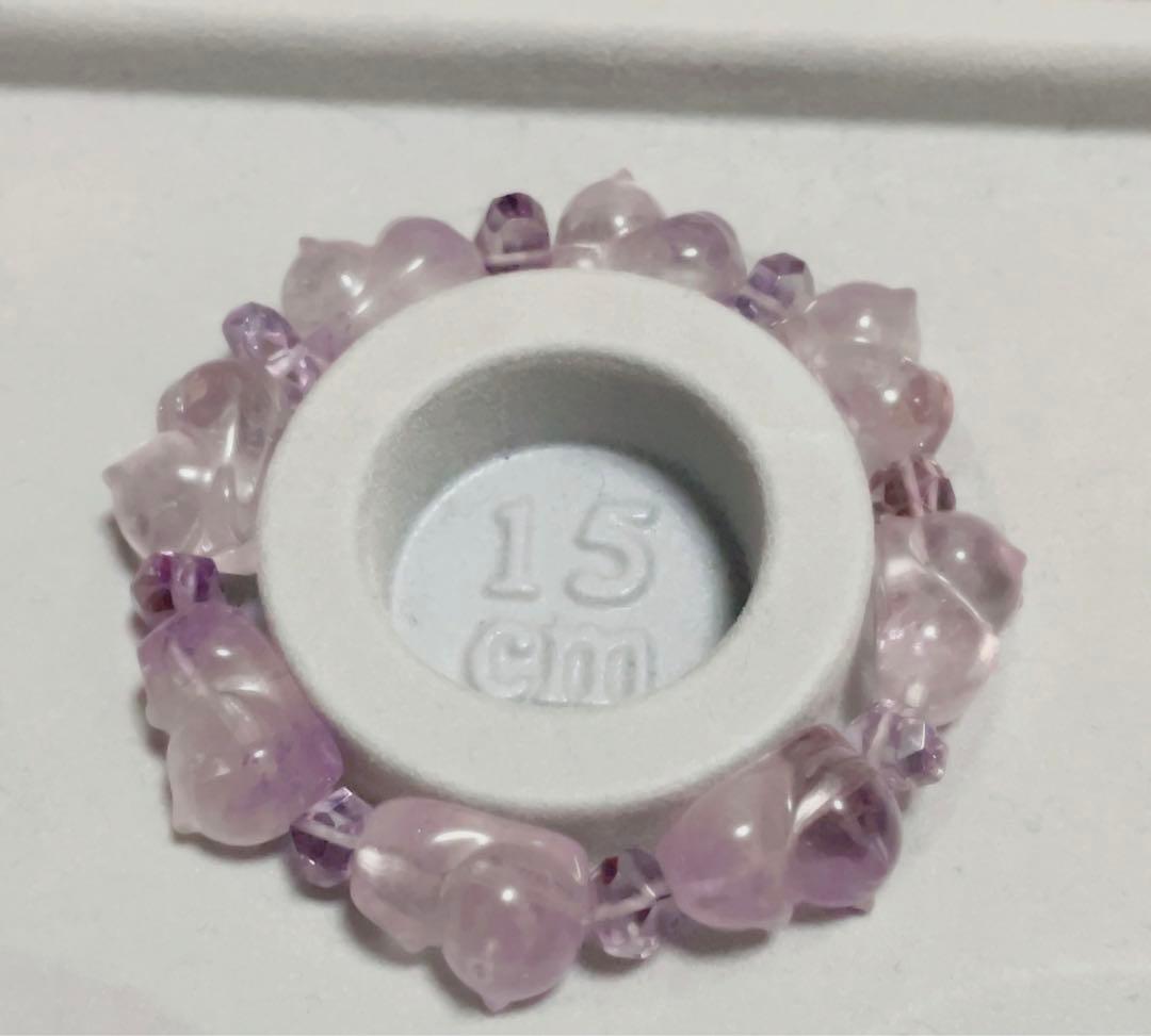 アメシスト　天然石　ブレスレット　ねこ　パーツ