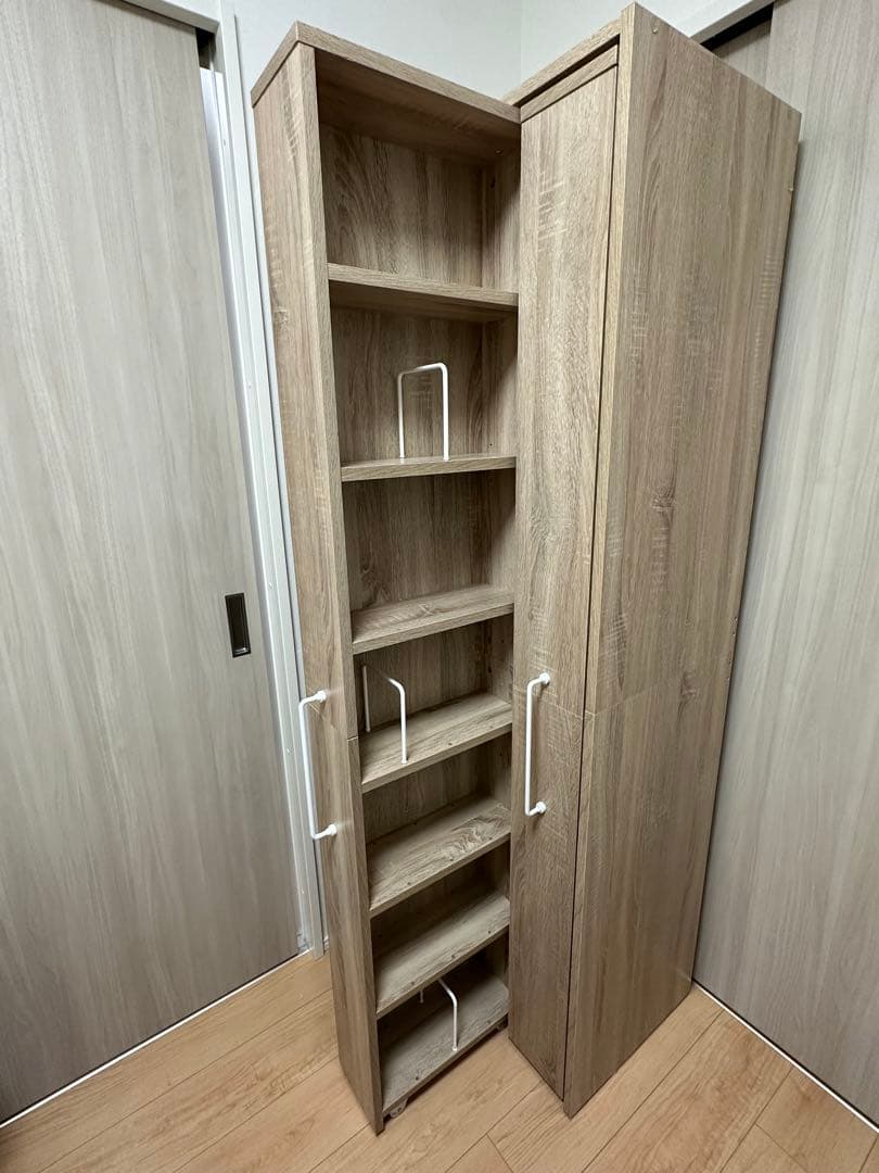 LOWYA 完成品 すきま収納本棚 幅64 可動棚 木目調 キャスター付 大容量