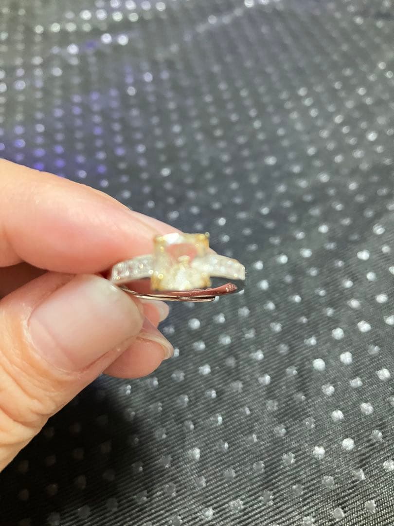 天然オイルインクオーツ　シルバー925リング キュービックジルコニア