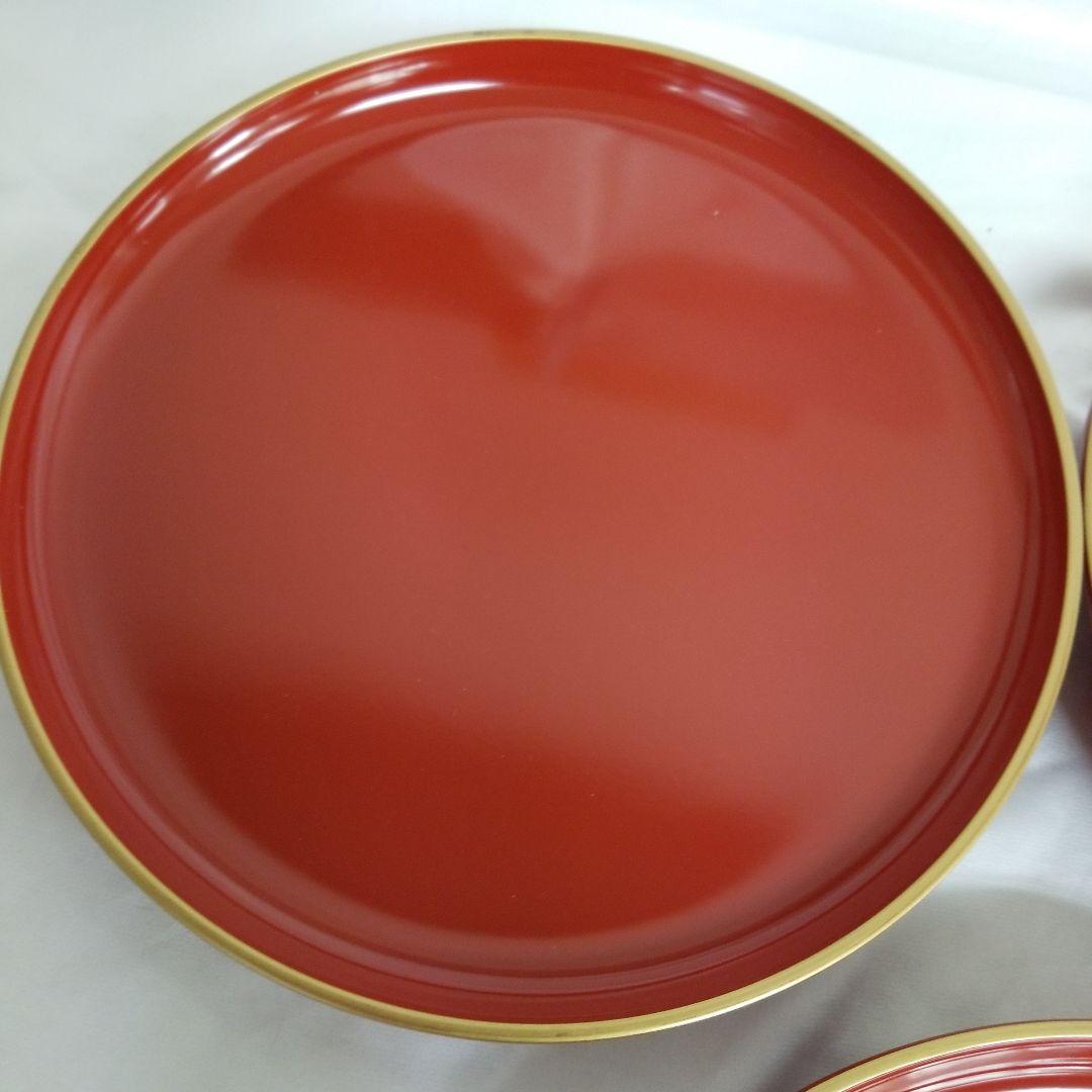 【未使用】　◆ 高級山中塗 ◆　 　　宝来シリーズ　高台多様皿　5枚揃