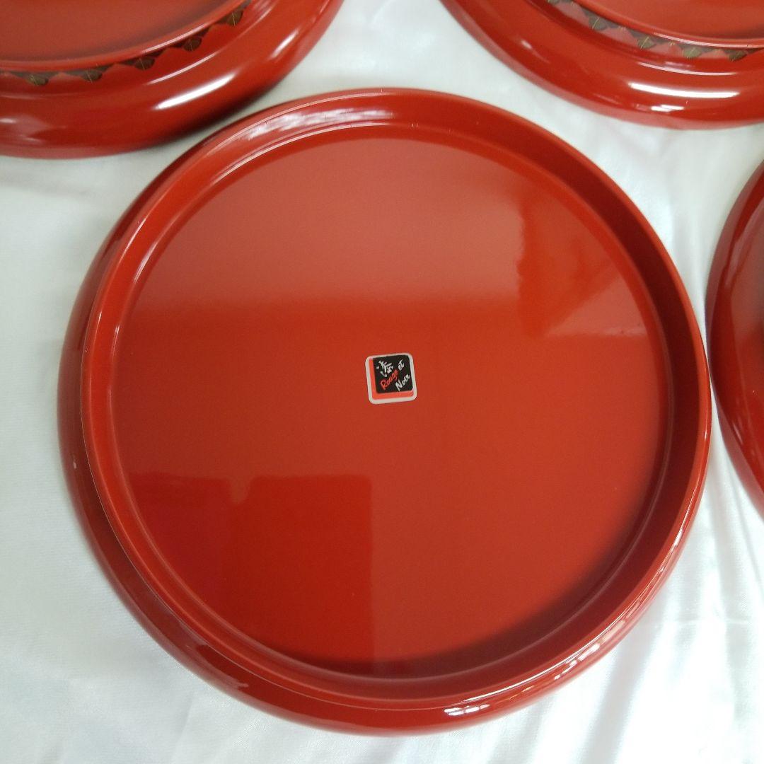 【未使用】　◆ 高級山中塗 ◆　 　　宝来シリーズ　高台多様皿　5枚揃