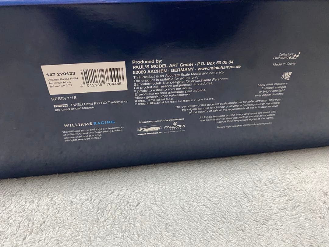 【希少品】MINICHAMPS ウィリアムズ FW44 1:18 GPボックス