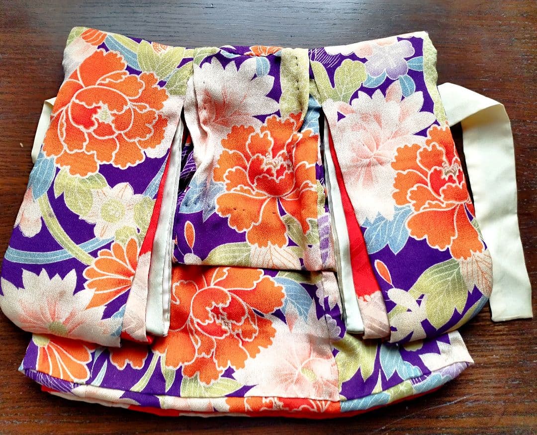 錦紗縮緬　8号袷着物　市松人形