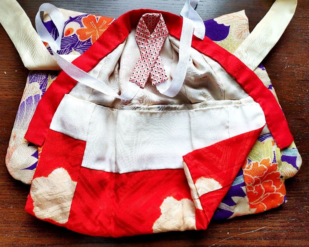 錦紗縮緬　8号袷着物　市松人形