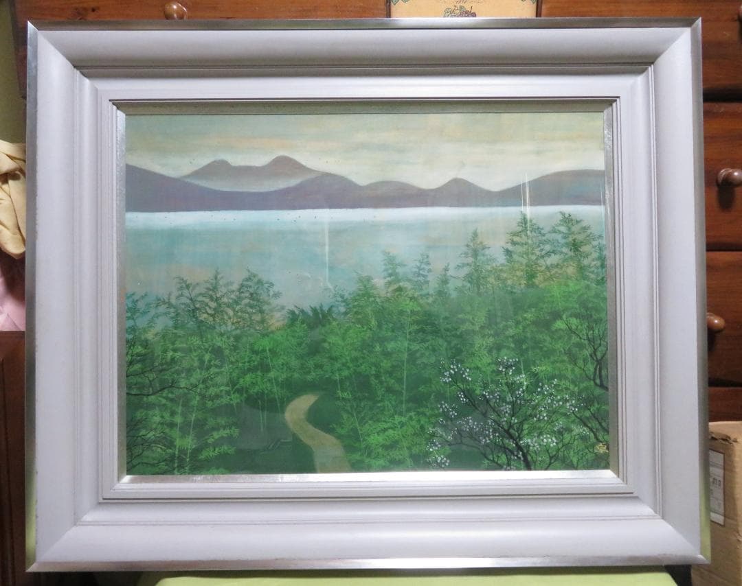 上原卓　「湖の春」　日本画 P12号　創画会　京都市立芸術大教授　文部省買上