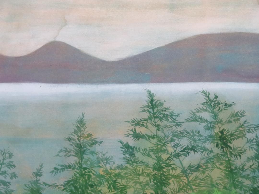 上原卓　「湖の春」　日本画 P12号　創画会　京都市立芸術大教授　文部省買上