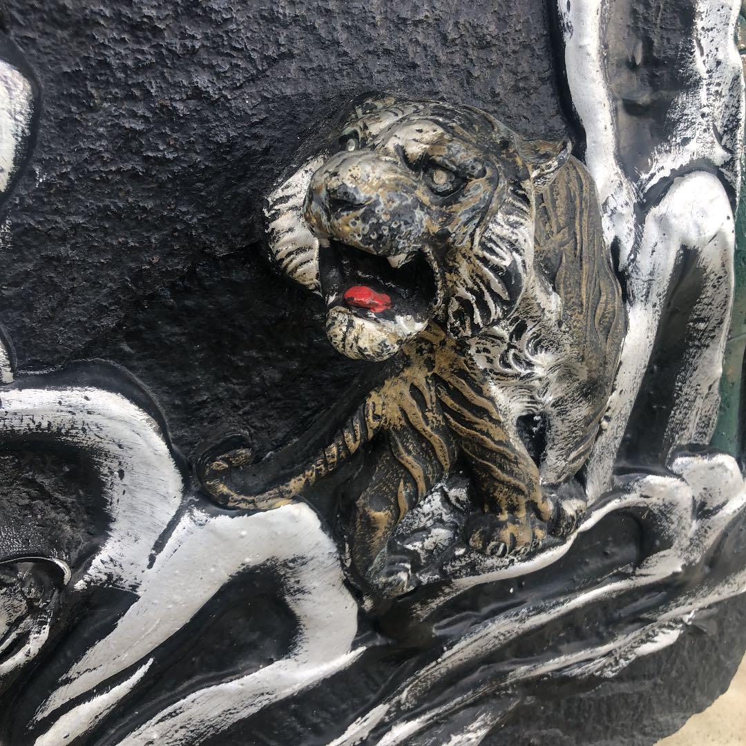 [和]   収集家放出品　天井 石彫り　龍　虎