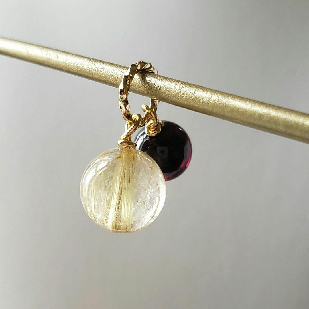 302　ルチルクォーツ　ガーネット(AAA)　ペンダントトップ