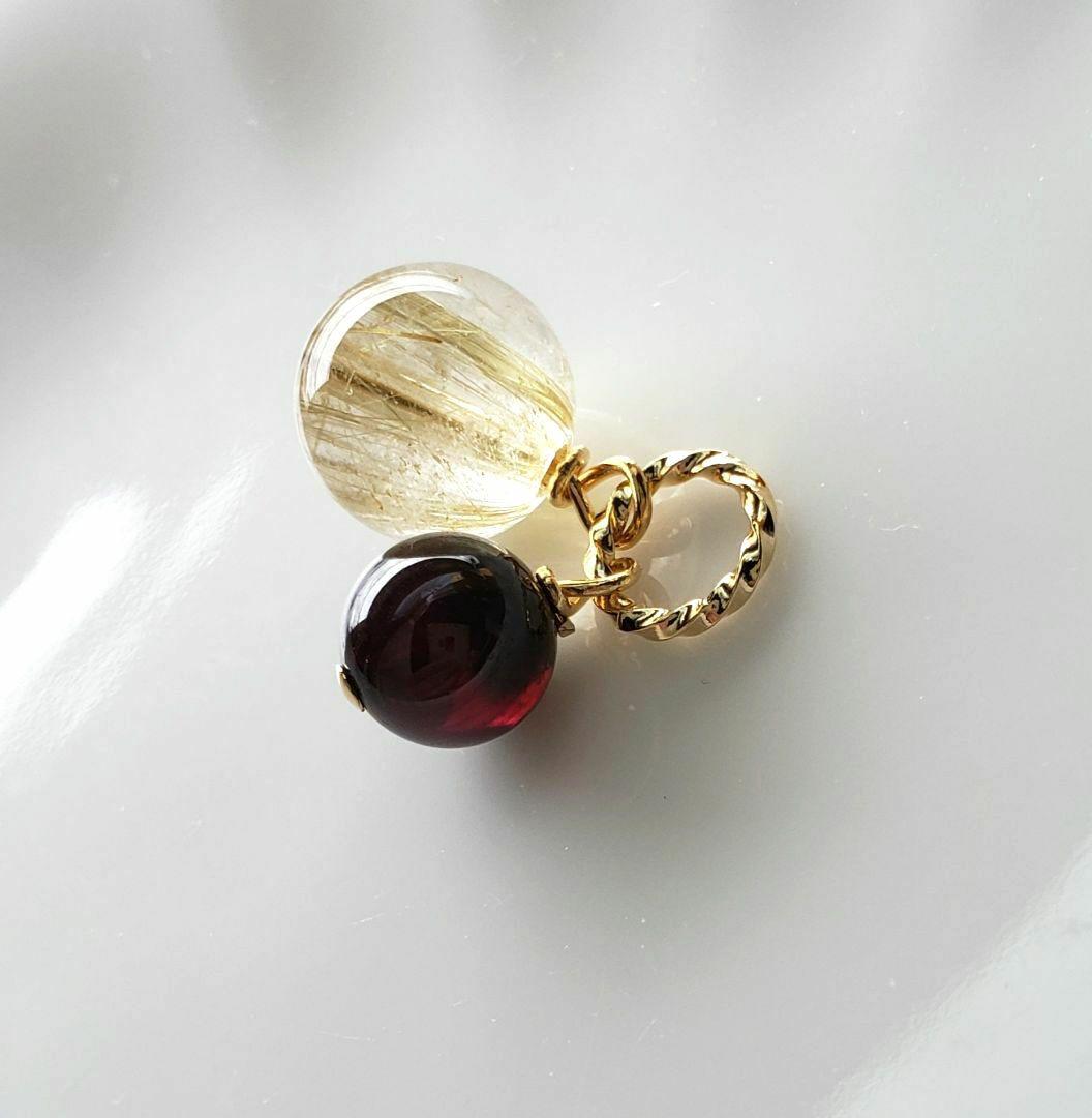 302　ルチルクォーツ　ガーネット(AAA)　ペンダントトップ