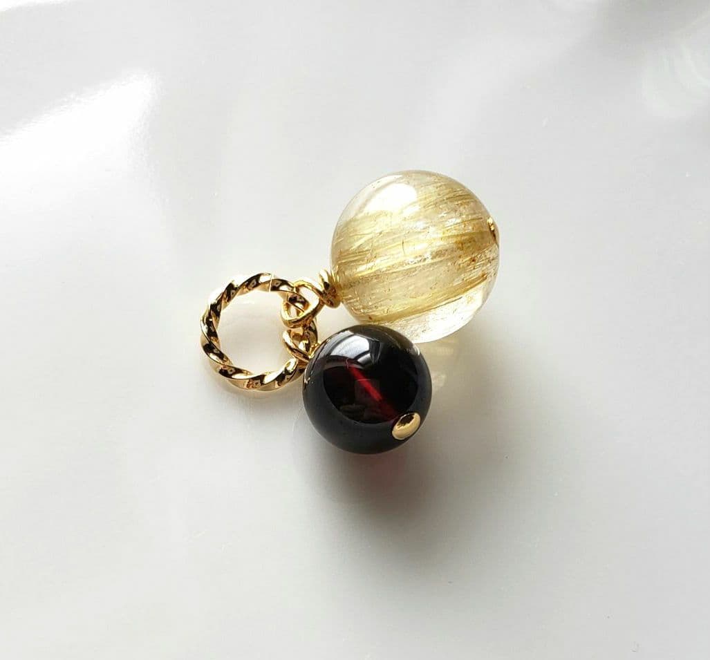 302　ルチルクォーツ　ガーネット(AAA)　ペンダントトップ