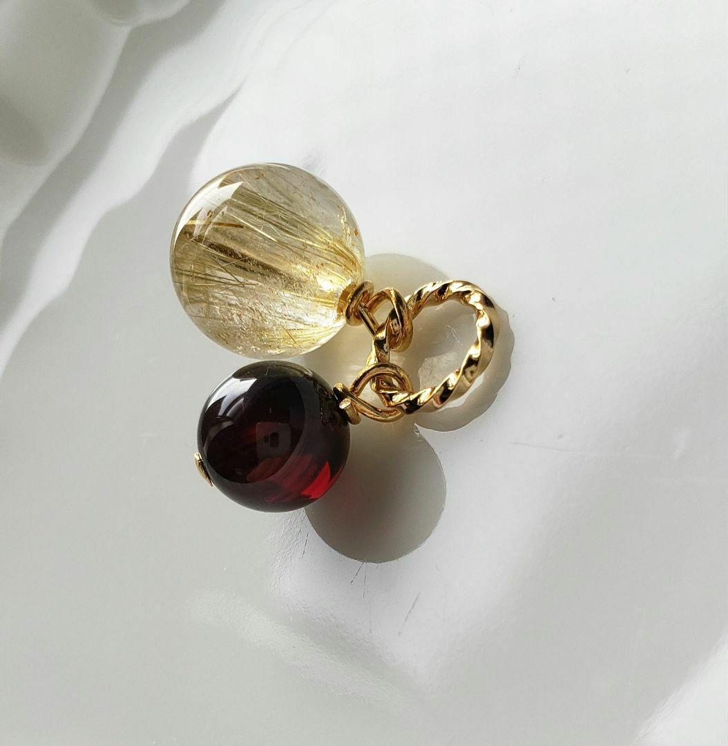 302　ルチルクォーツ　ガーネット(AAA)　ペンダントトップ