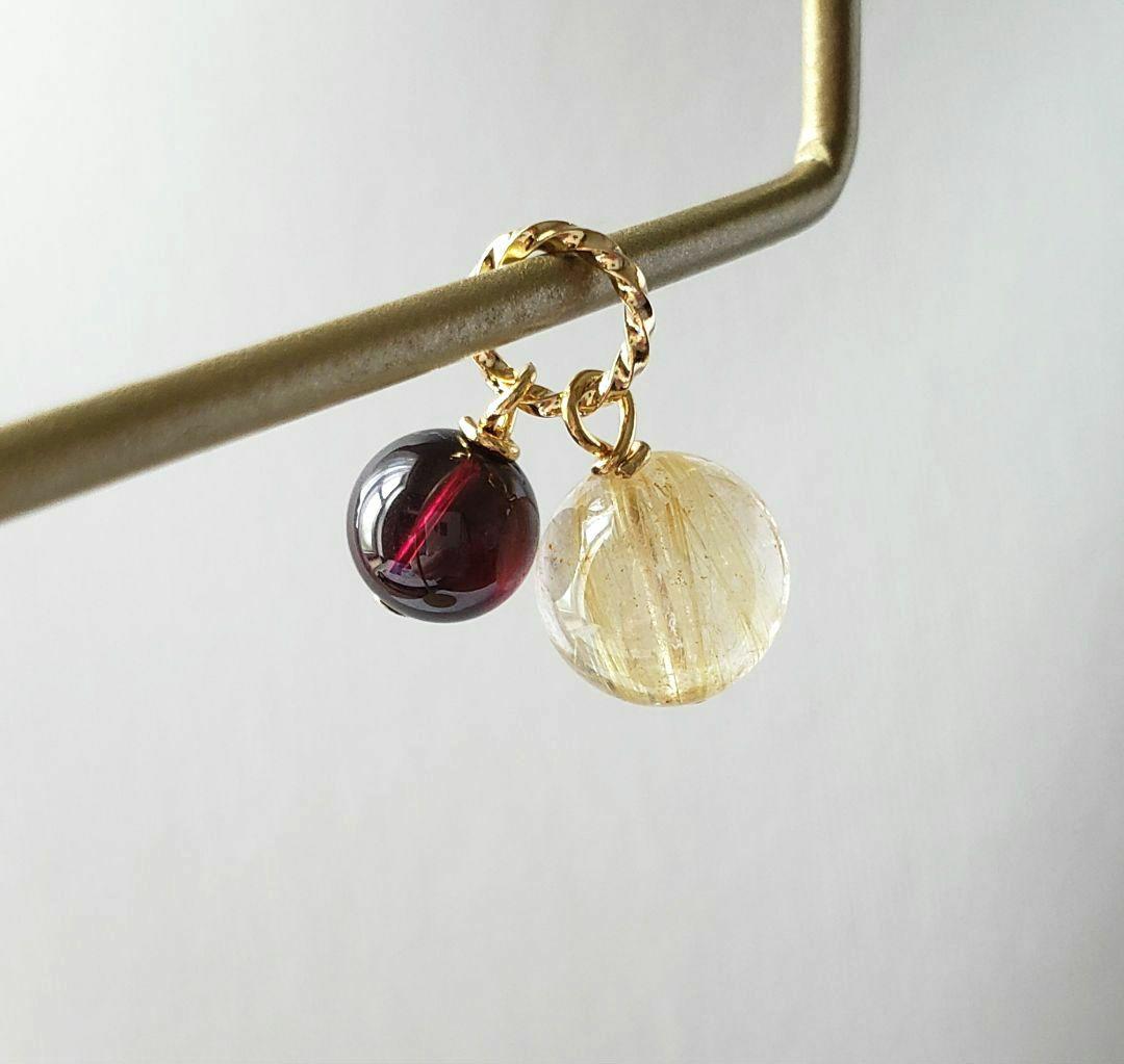 302　ルチルクォーツ　ガーネット(AAA)　ペンダントトップ