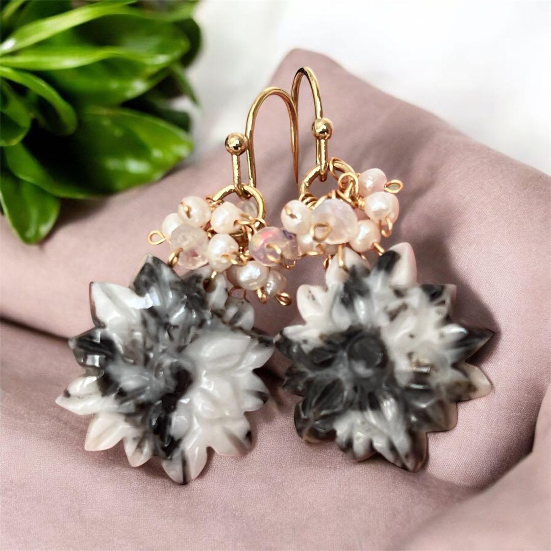 14kgf Flowerカービングピアス