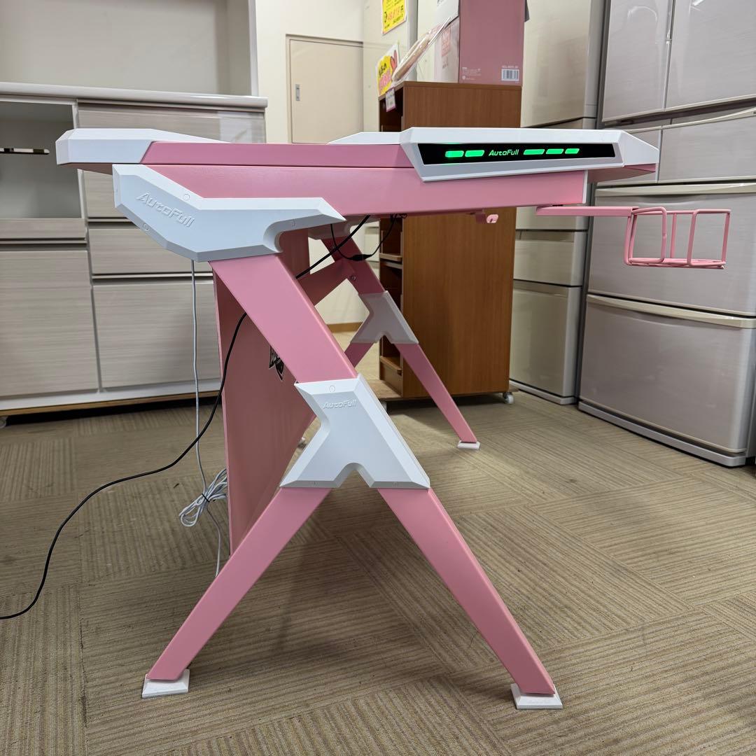 【美品‼️】Autofull PCデスク ゲーミングデスク ワイヤレス充電　ピンク