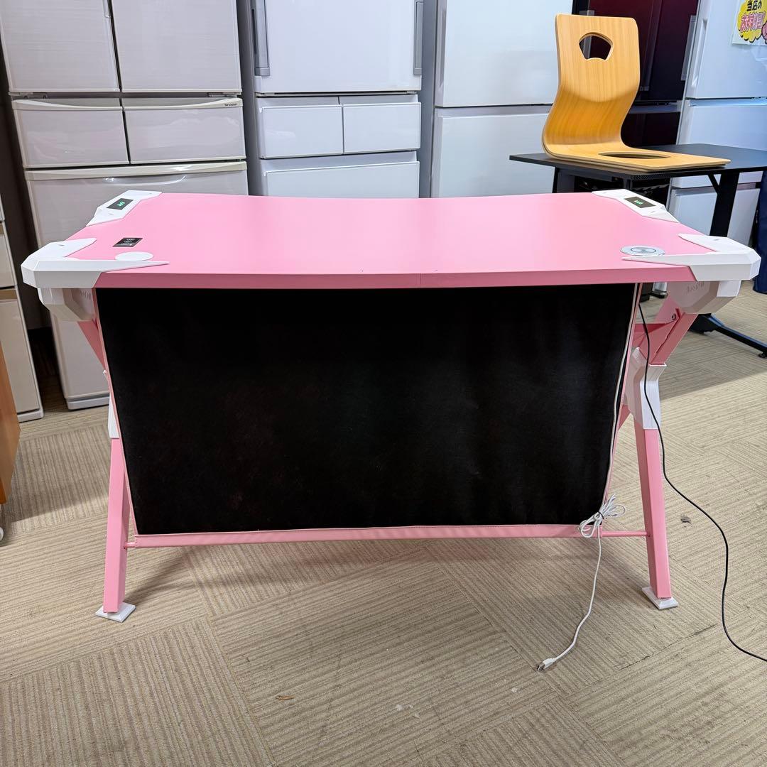 【美品‼️】Autofull PCデスク ゲーミングデスク ワイヤレス充電　ピンク