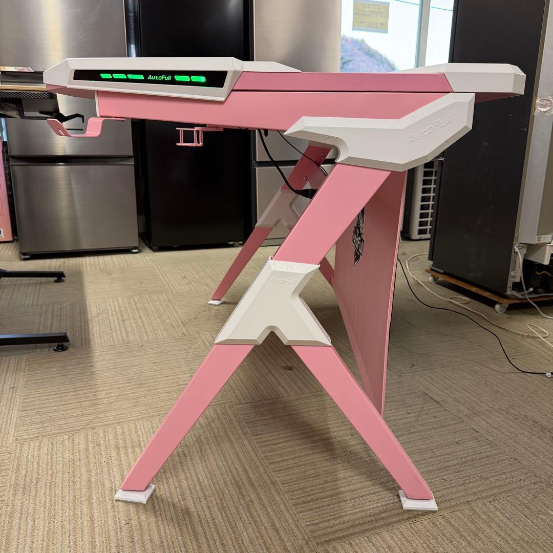 【美品‼️】Autofull PCデスク ゲーミングデスク ワイヤレス充電　ピンク