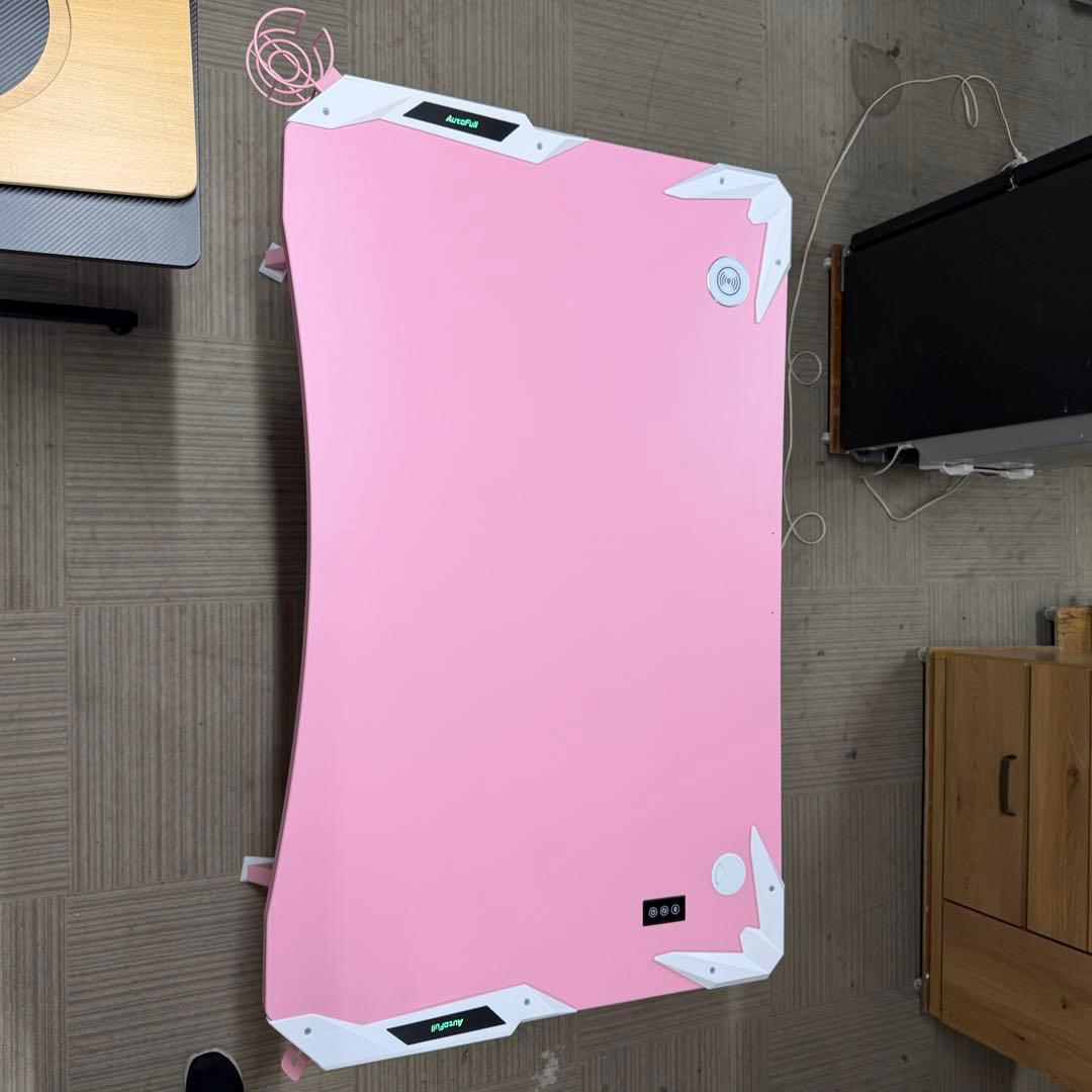 【美品‼️】Autofull PCデスク ゲーミングデスク ワイヤレス充電　ピンク