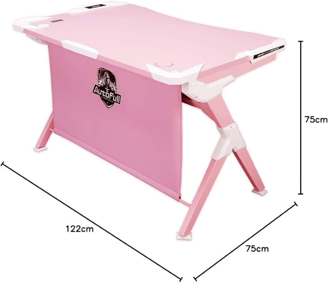 【美品‼️】Autofull PCデスク ゲーミングデスク ワイヤレス充電　ピンク