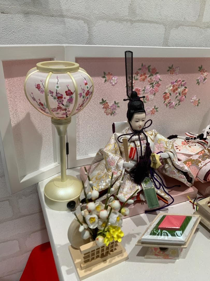 【新品・未使用】福仙　雛人形 白桃香 親王　収納飾り 高杯　白手袋　掃除セット付