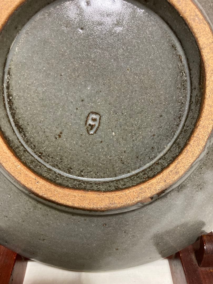 島岡達三　地釉象嵌縄文皿　人間国宝　益子焼　民藝　濱田庄司の弟子