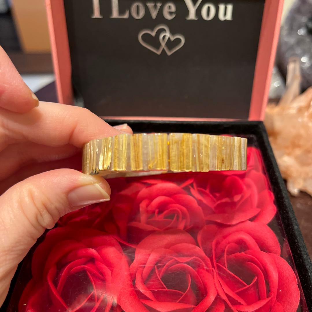 お値下げ！天然石ブレスレット　タイチンルチルクォーツ　バングル