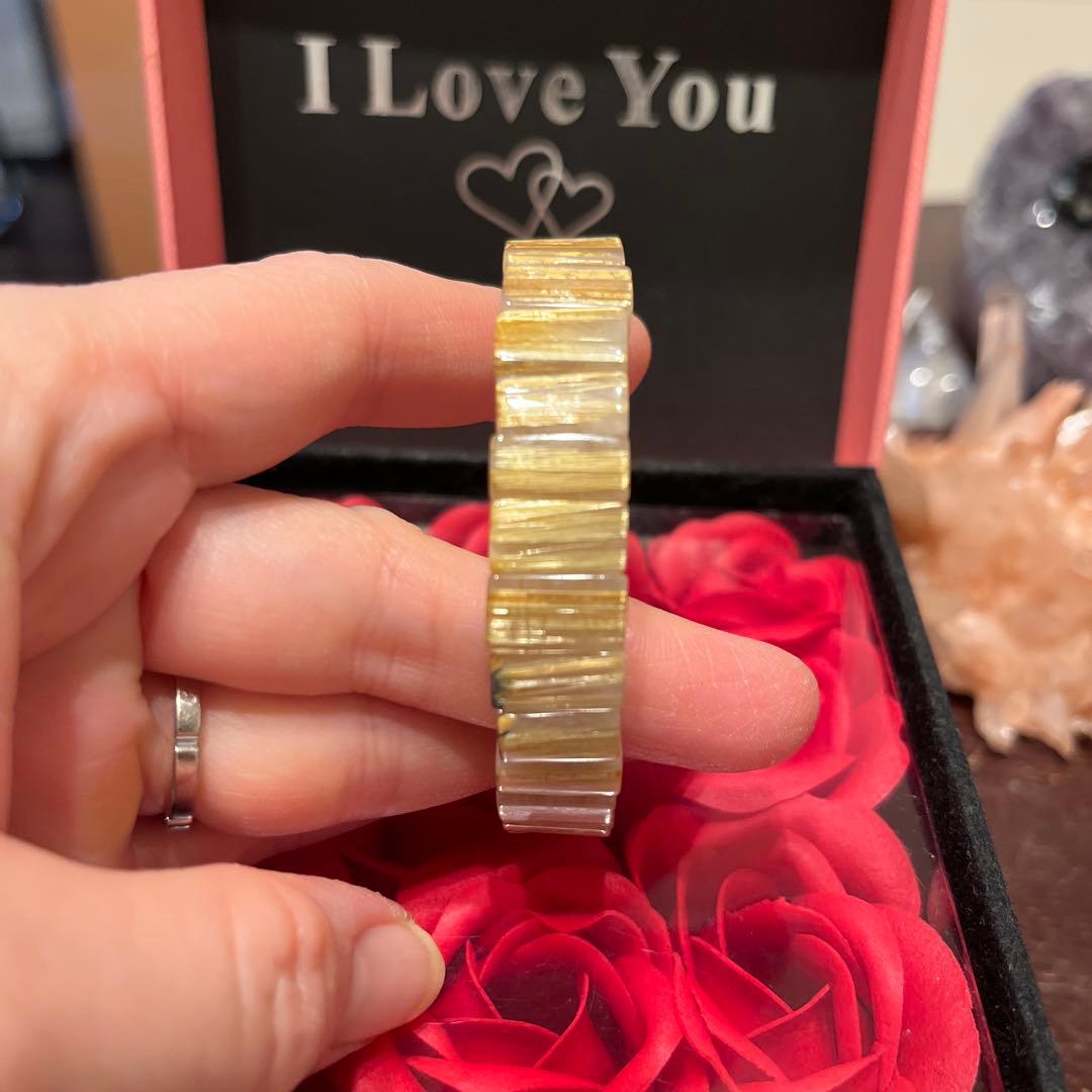 お値下げ！天然石ブレスレット　タイチンルチルクォーツ　バングル