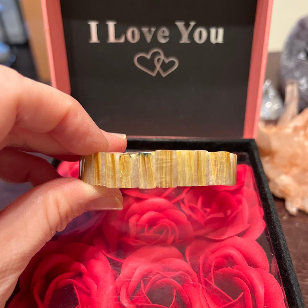 お値下げ！天然石ブレスレット　タイチンルチルクォーツ　バングル