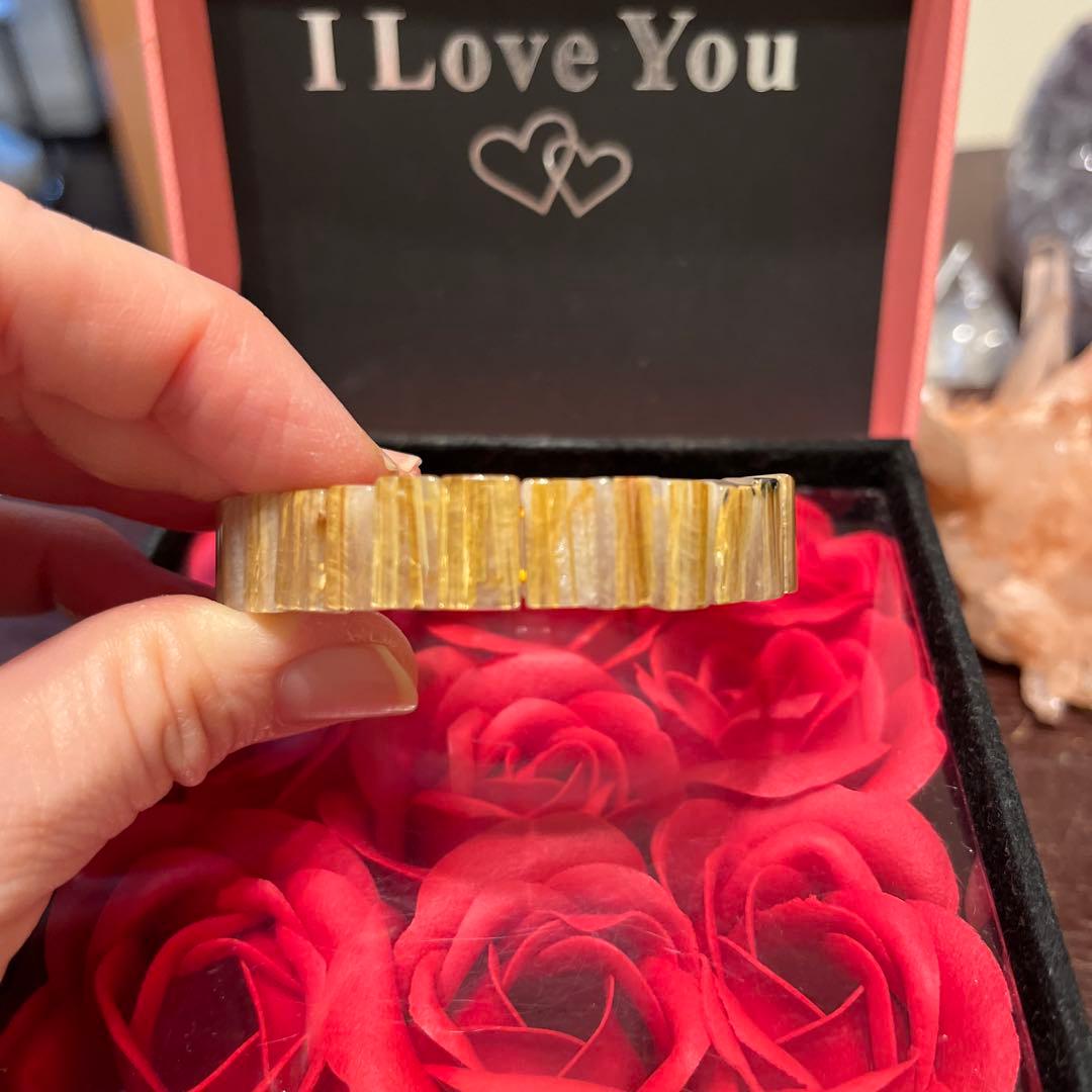 お値下げ！天然石ブレスレット　タイチンルチルクォーツ　バングル