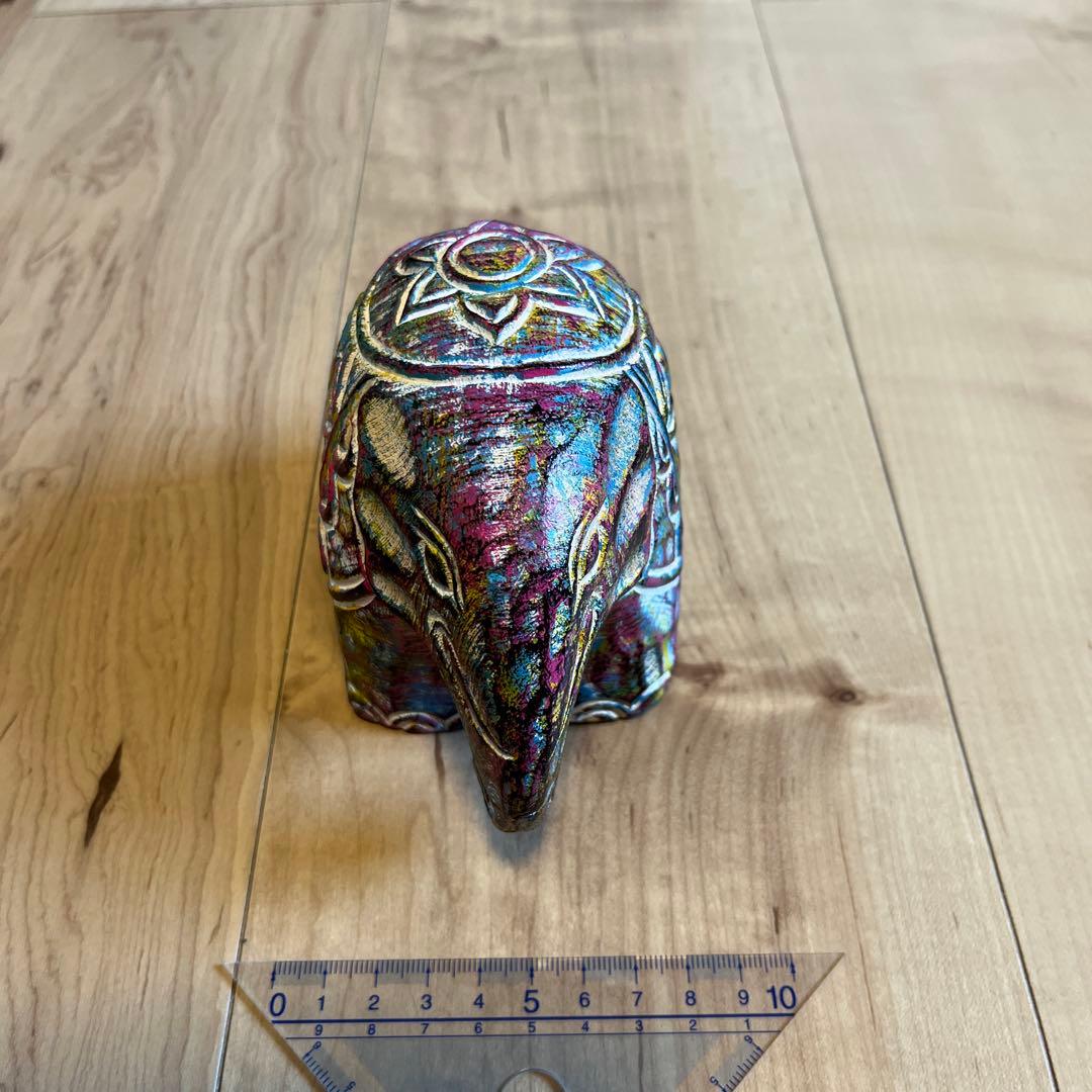 虹色エレファント木彫　約7cm