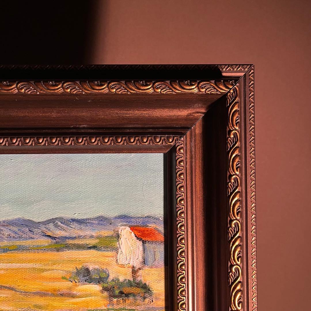 ★秀作★ 手書き油絵 ゴッホ ラ・クローの収穫 額付 肉筆絵画 油彩画