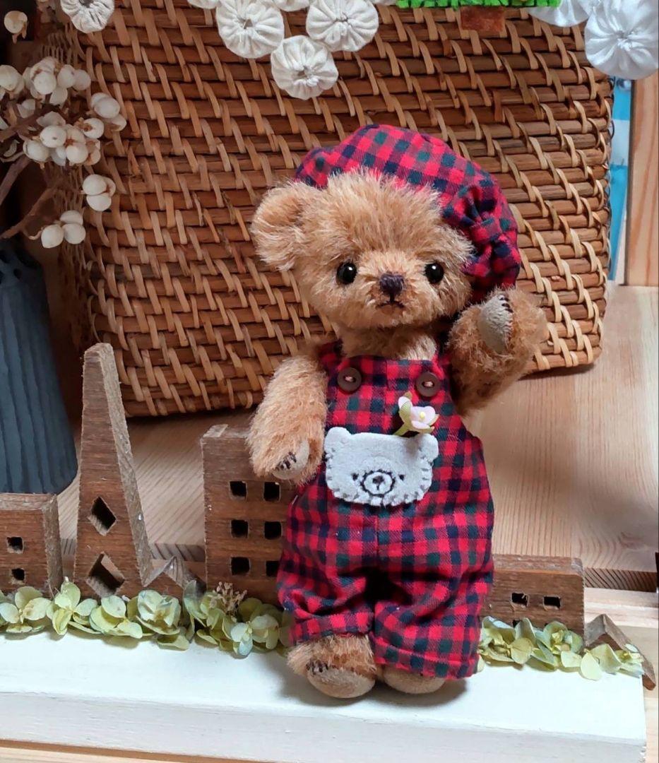 ハンドメイド テディベア ストレートアルパカ ブラウン色ベア 手作り