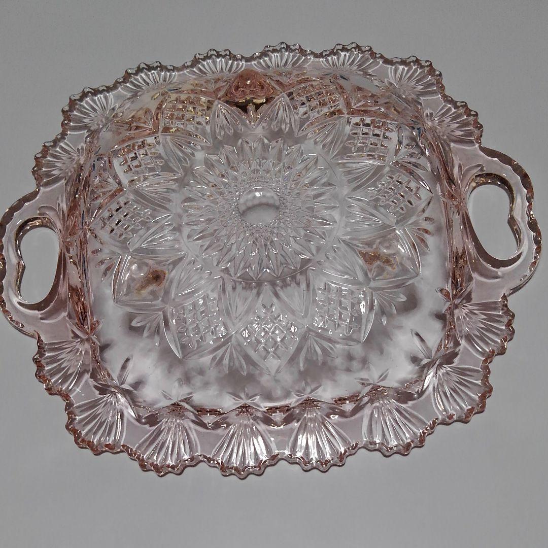 ♥️♥️豪華に輝く薄いピンク系のガラス大皿②