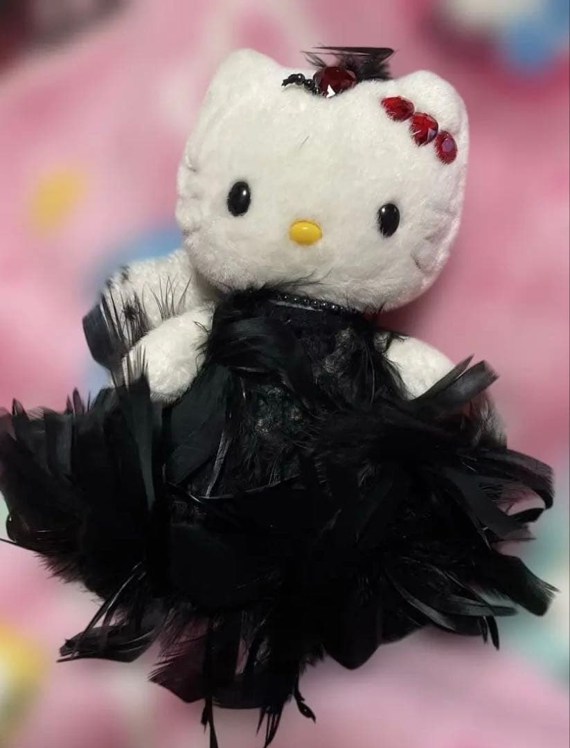 ハローキティ×美空ひばりコラボ 黒ドレス ぬいぐるみ激レア品☆2000年製