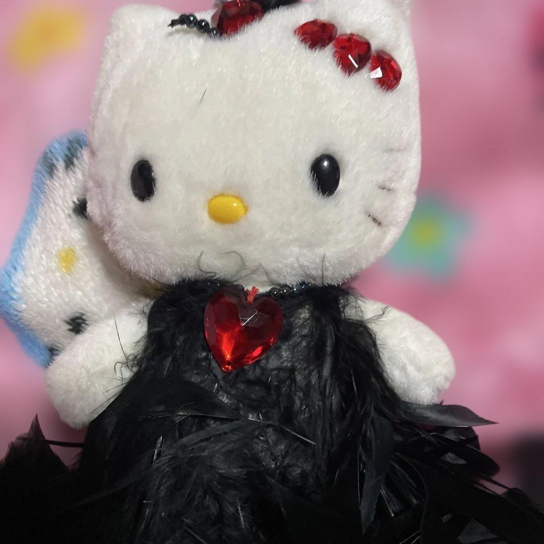 ハローキティ×美空ひばりコラボ 黒ドレス ぬいぐるみ激レア品☆2000年製