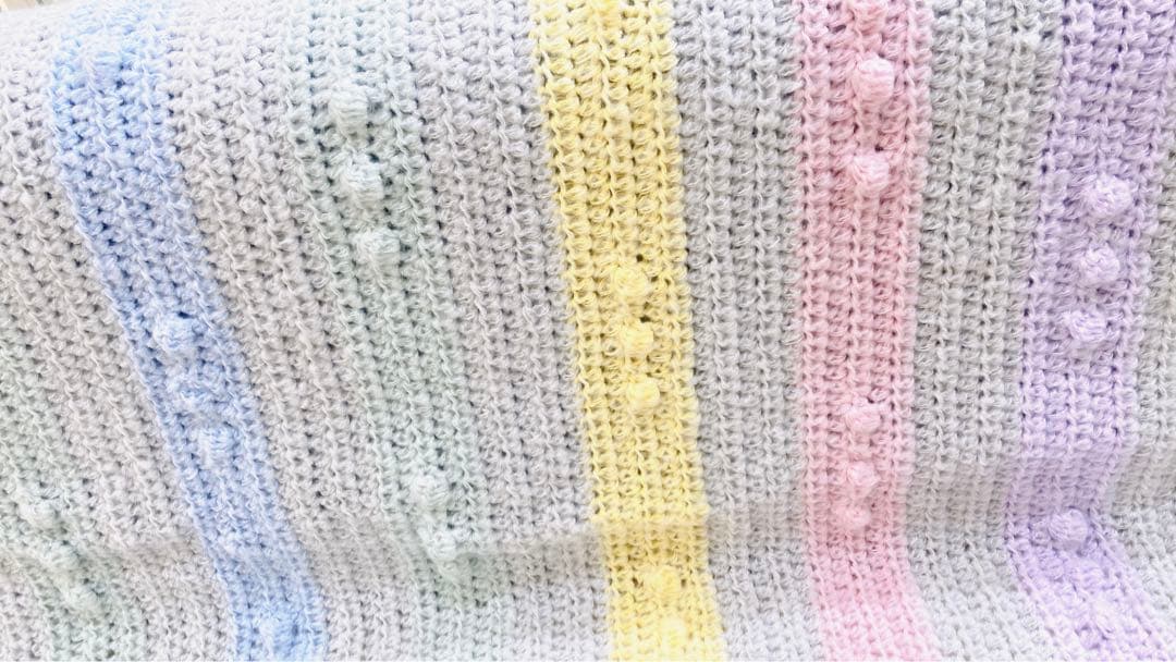 3　ブランケット　マルチカバー　長方形　手編み　カラフル　ハンドメイド　膝掛け