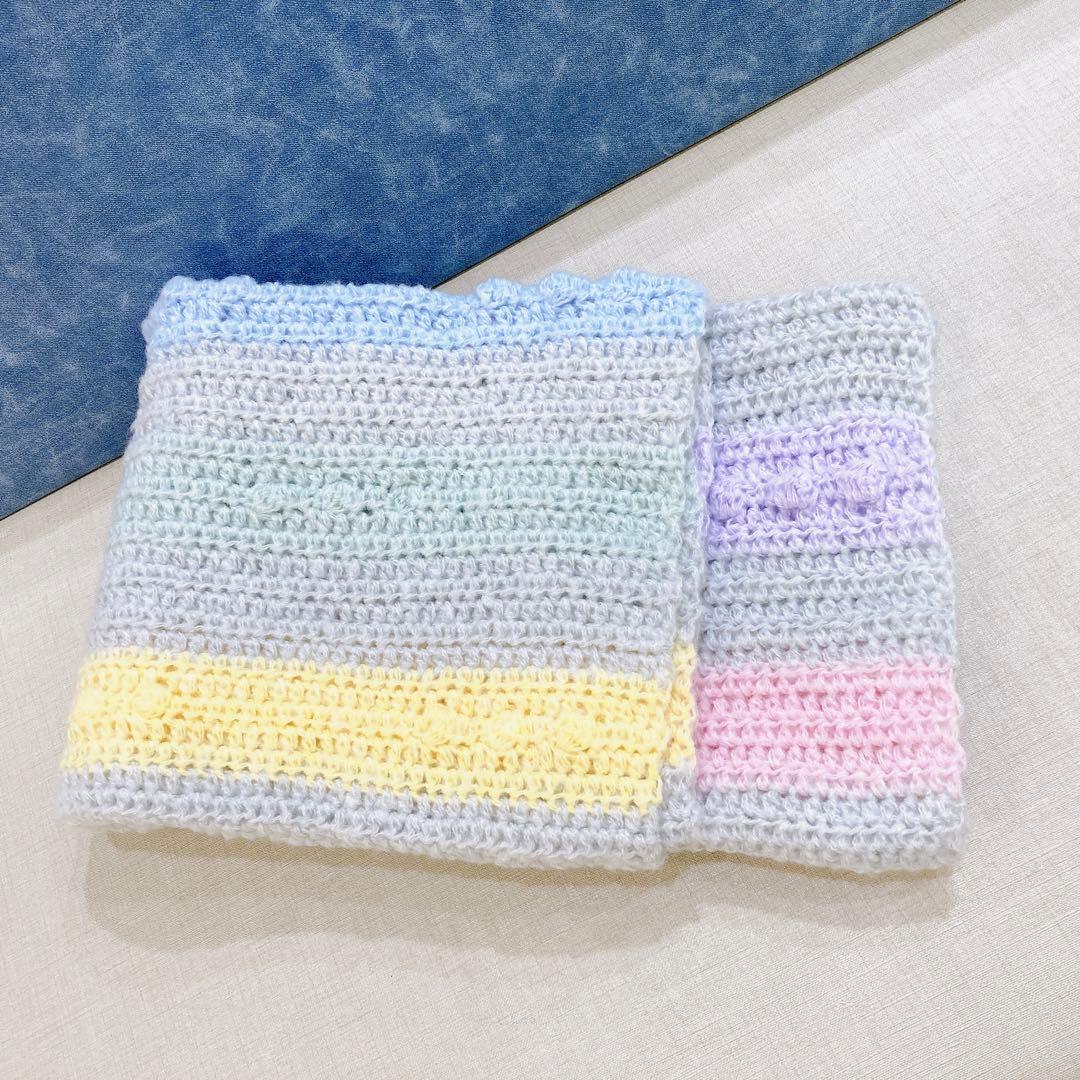 3　ブランケット　マルチカバー　長方形　手編み　カラフル　ハンドメイド　膝掛け