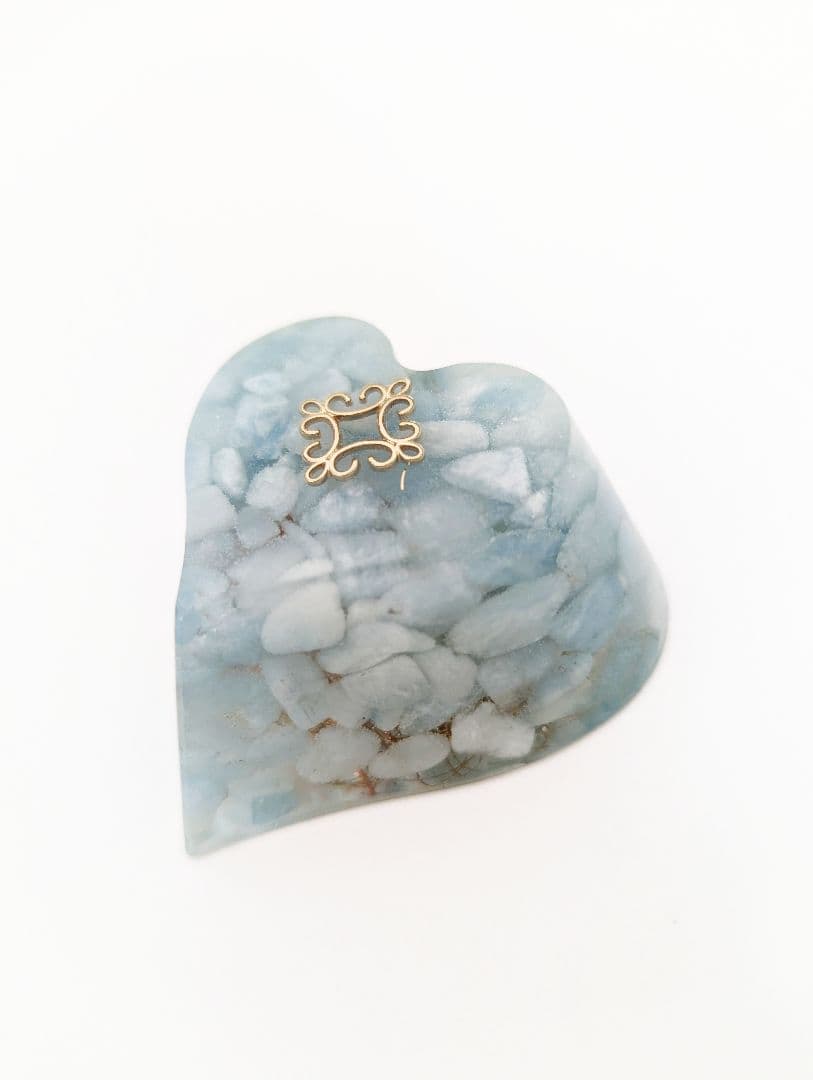 【アクアマリン入り】ハート型オルゴナイト