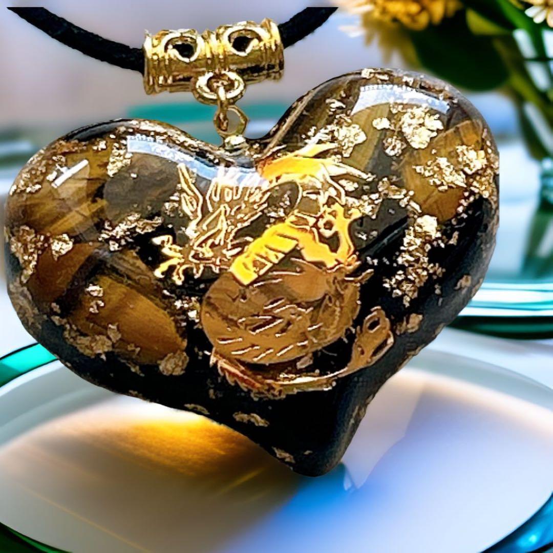 幸運引き寄せ✨御守りオルゴナイトネック 龍 タイガーアイレス