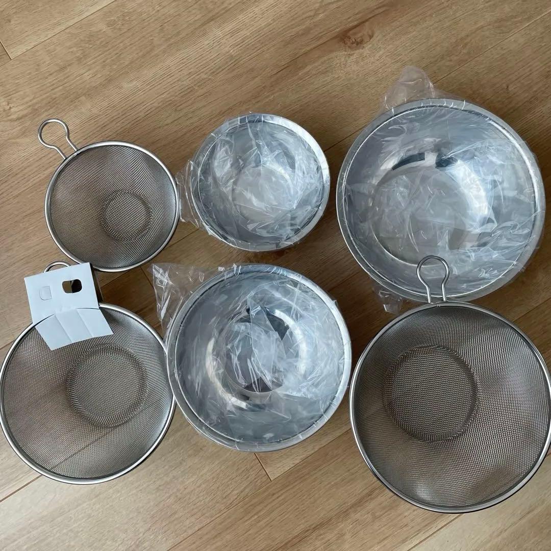 新越　SHIN-ETSU フタ付ざるボウル　9点set