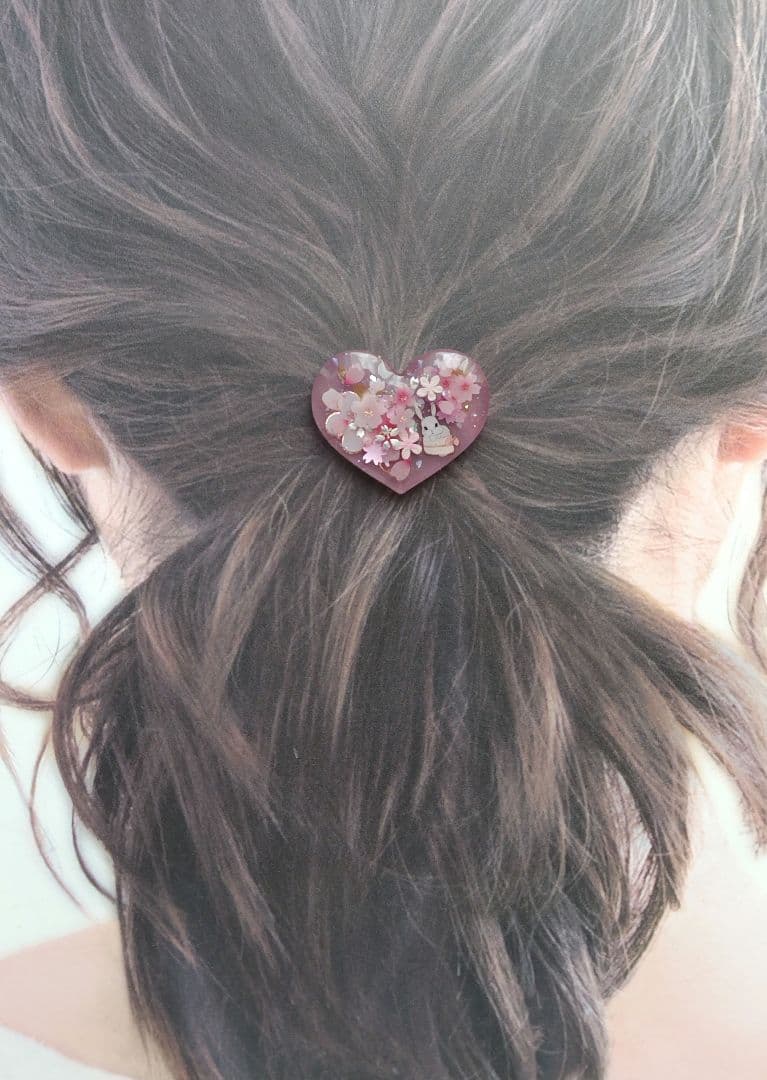 桜とうさぎちゃん ピンクハート ヘアゴム