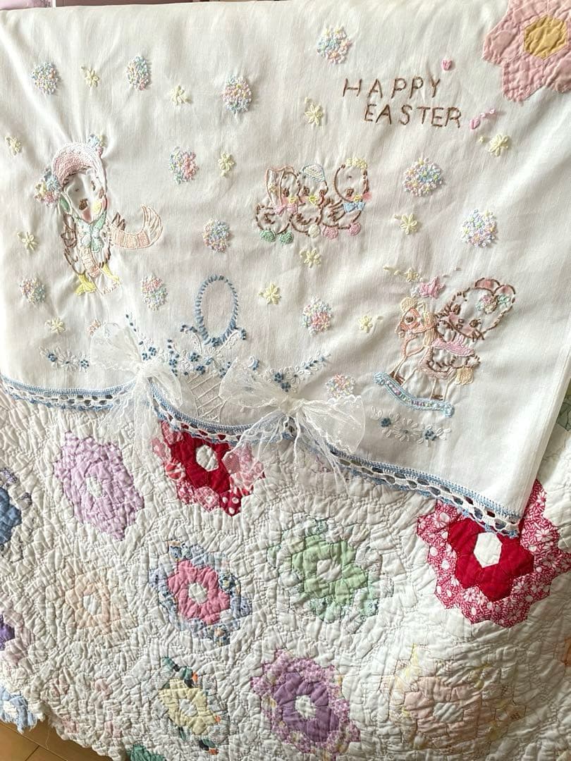 ヴィンテージクロス＆手刺繍アニマルちゃん·͜· ♡