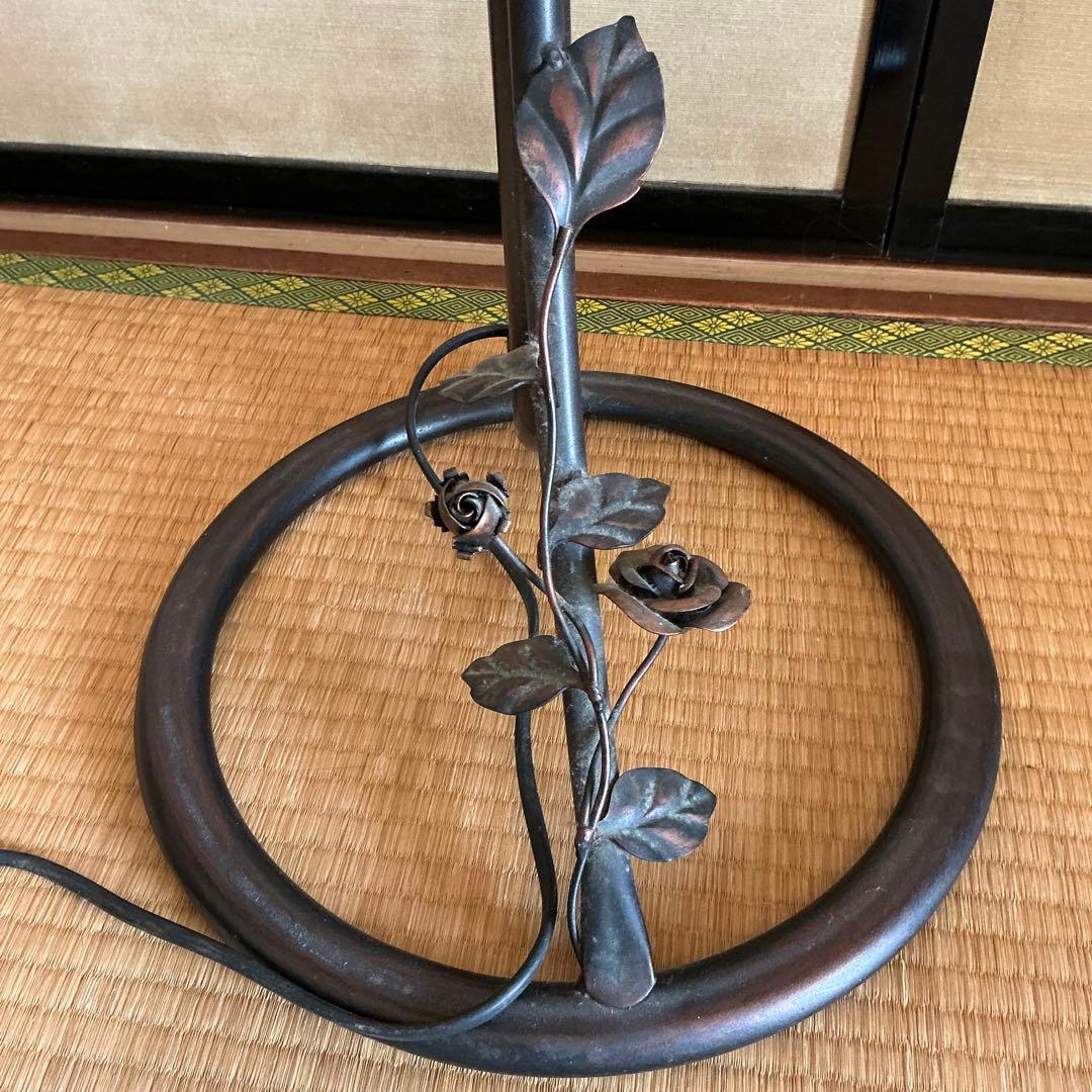 フロアスタンド 2灯 ガラスシェード マーブル調　アンティーク