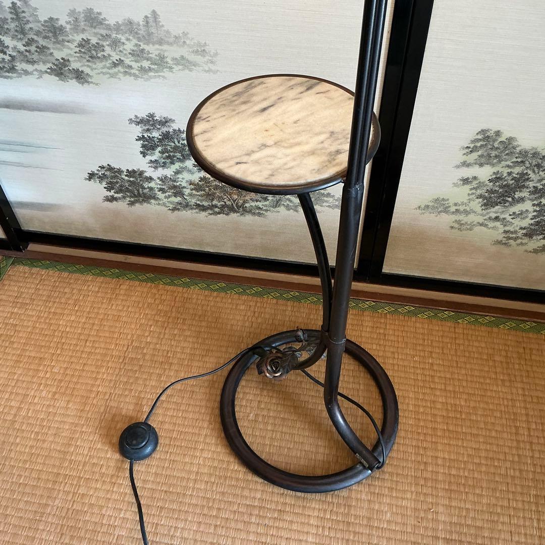 フロアスタンド 2灯 ガラスシェード マーブル調　アンティーク