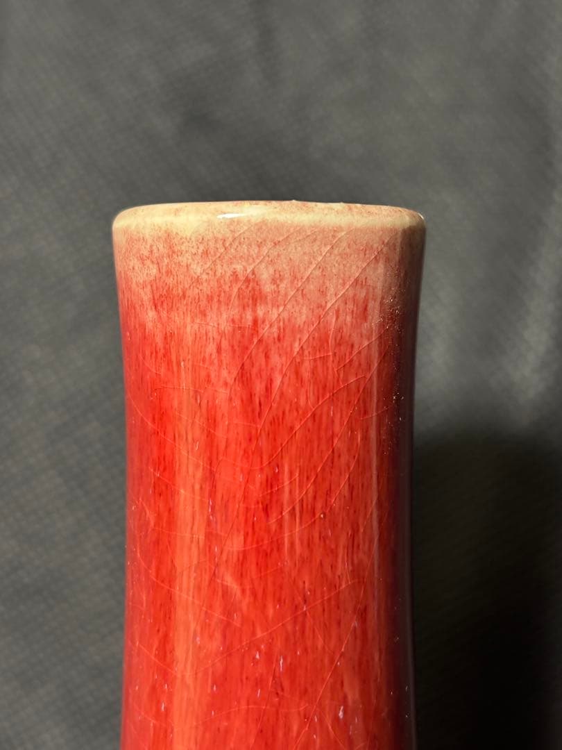 ゆゆ　中国古美術品　清の時代　紅釉　天球瓶　花瓶　高さ約18cm