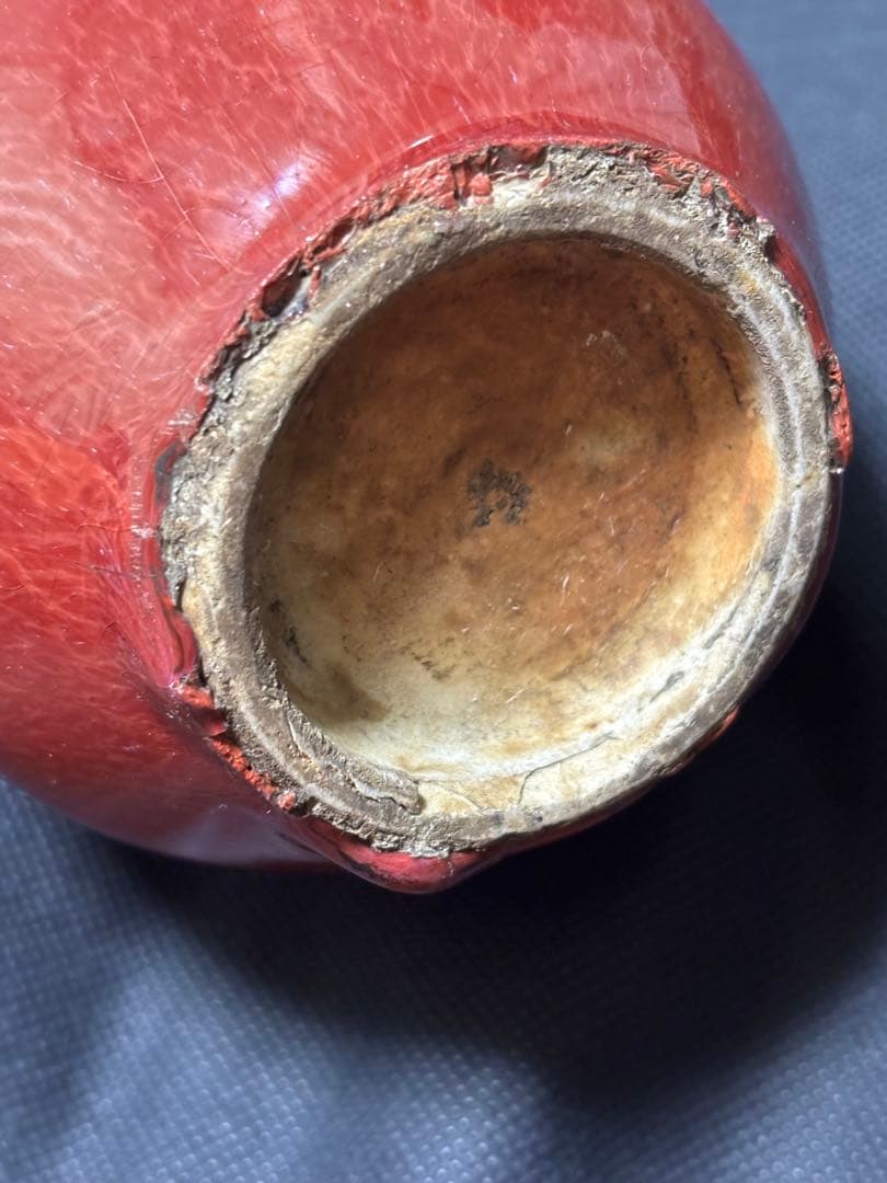 ゆゆ　中国古美術品　清の時代　紅釉　天球瓶　花瓶　高さ約18cm